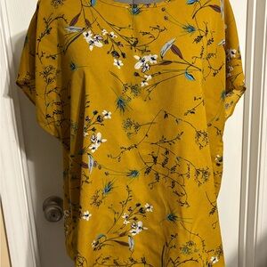 SHEIN Mustard Floral Blouse